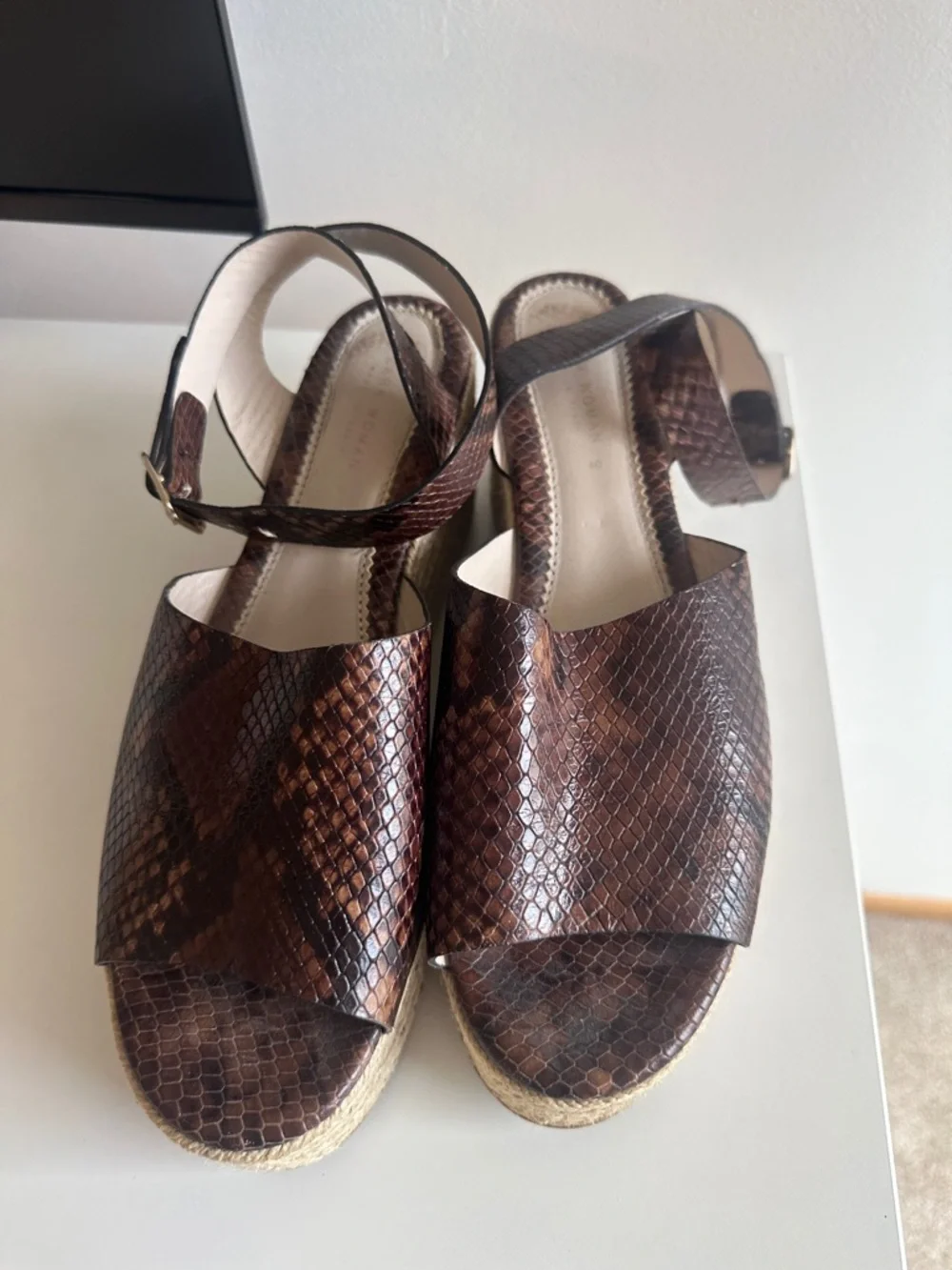 Zara Brown Snake Print Platform‎ Sandals